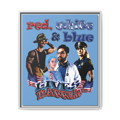 rw&b lives matter - framed canvas art (light blue)