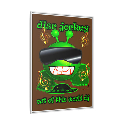 disc jockey - framed canvas art (brown)