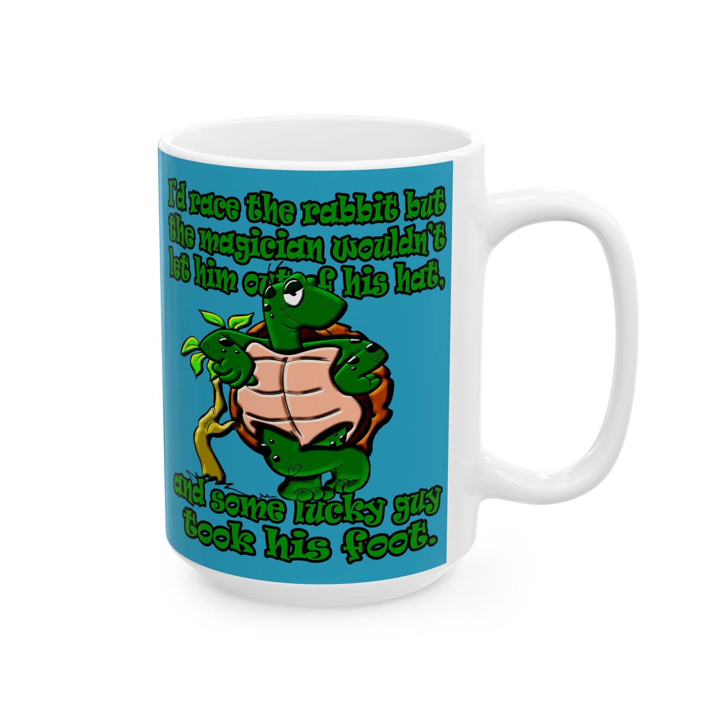 turtle race - White Mug (turquoise)