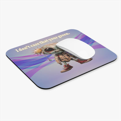I don't care that your green - Mouse Pad (Rectangle) (light blue-pink wave)