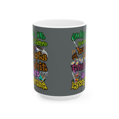 the bum's shit - White Mug (dark grey)