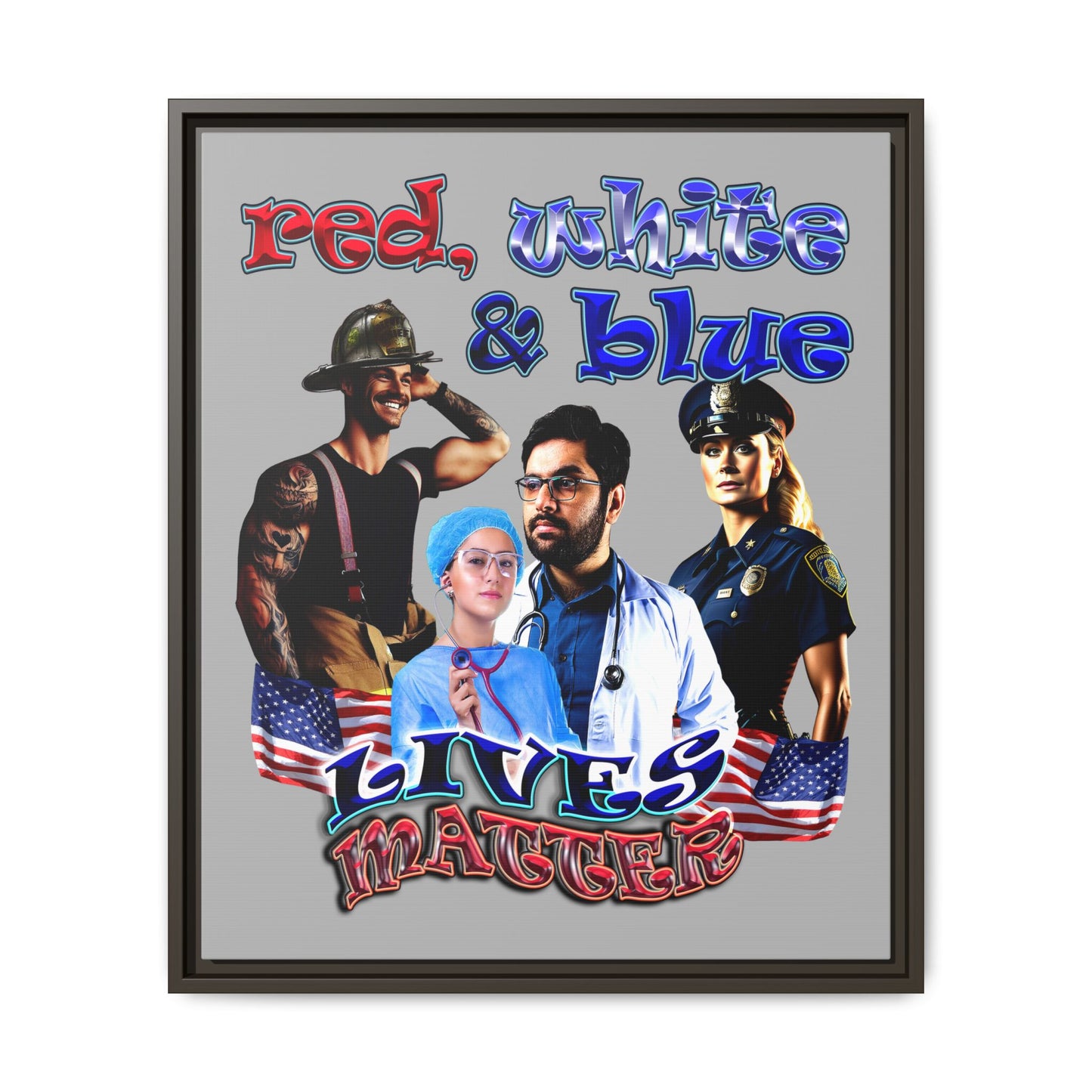 rw&b lives matter - framed canvas art (light grey)
