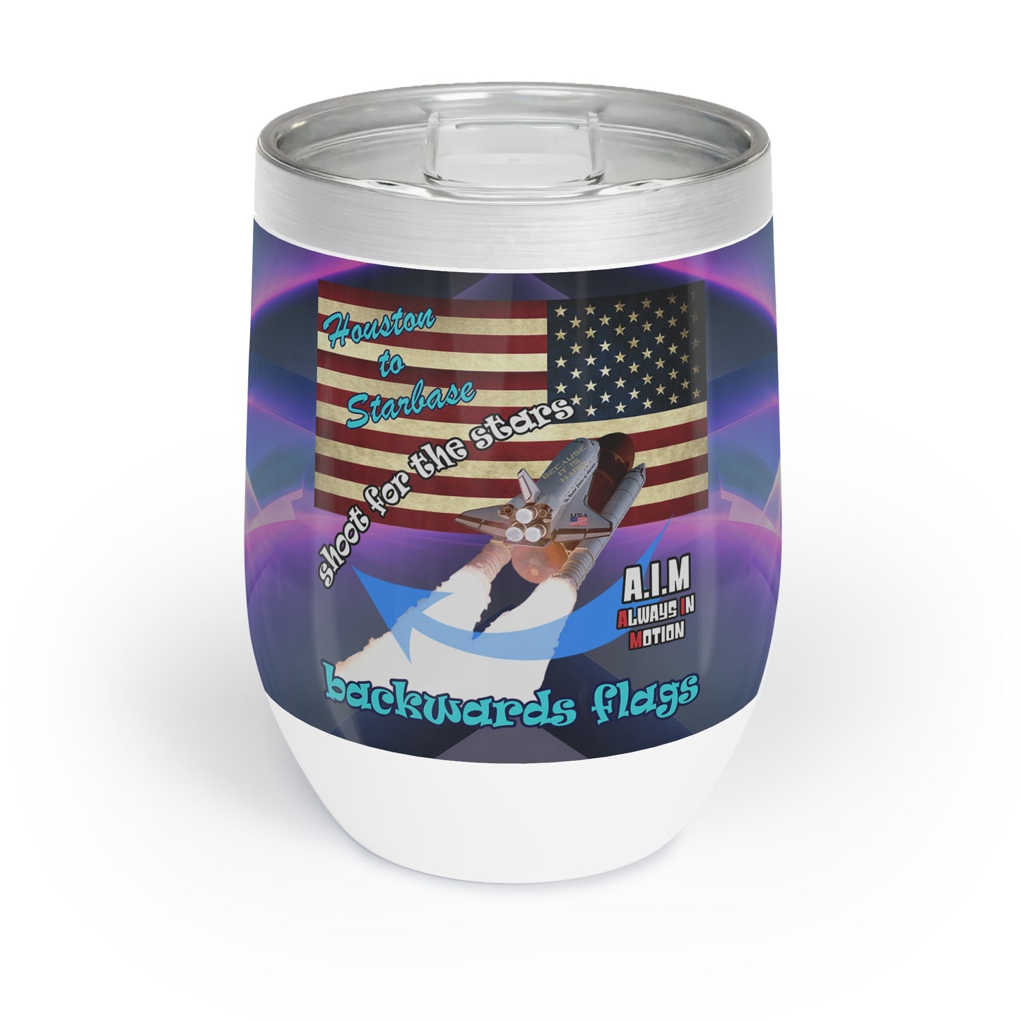 shoot for the stars - Chill Wine Tumbler (grey-pink wave)
