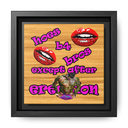 hoes b4 bros - framed canvas art (butterscotch wood finish)