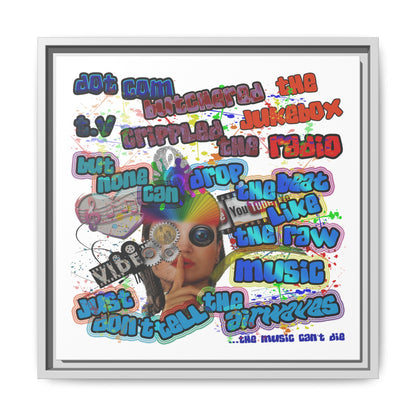 drop the beat - framed canvas art (white)