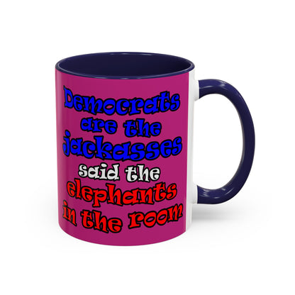 donkeys and elephants - Accent Mug (pink)
