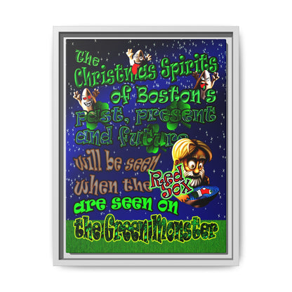 christmas spirits of boston - framed canvas art ('snoops' background)