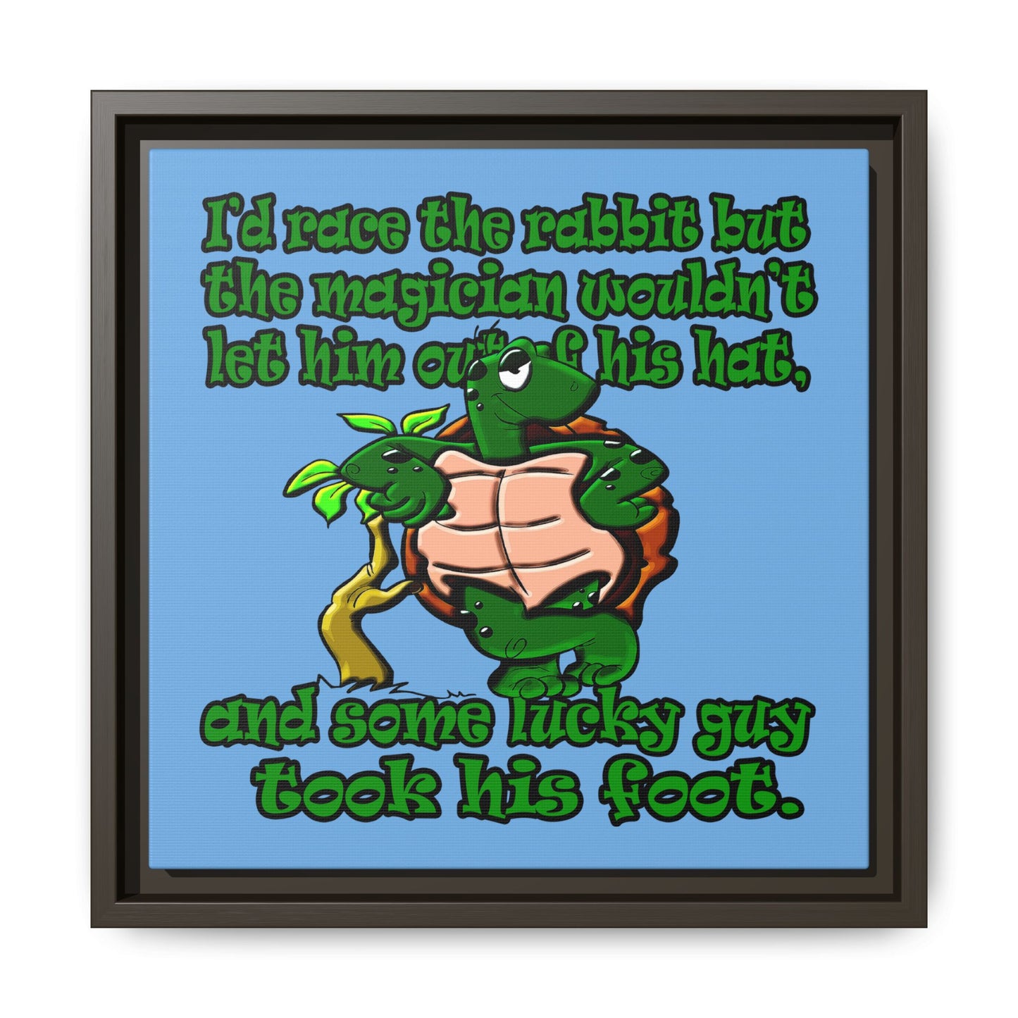turtle race - framed canvas art (light blue)