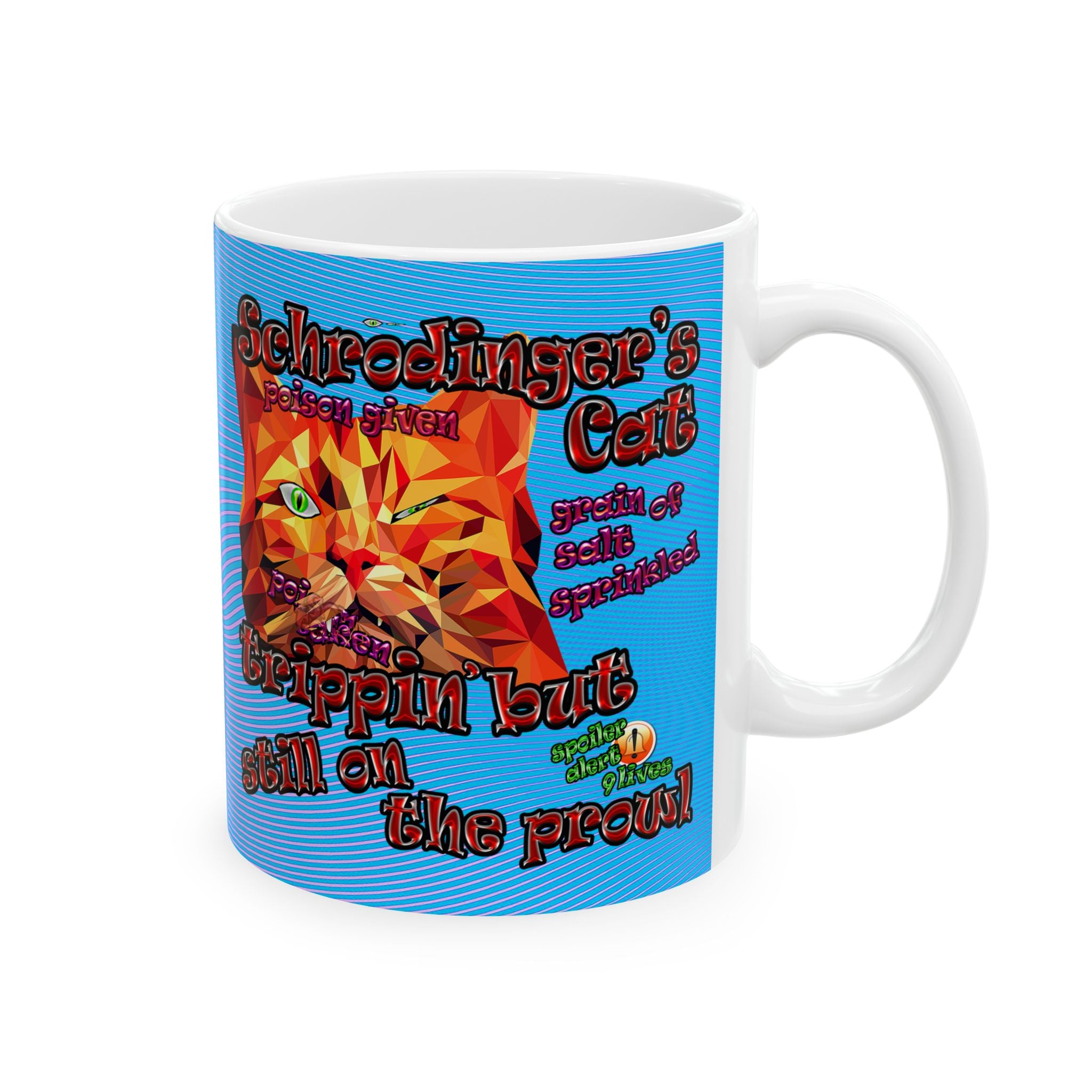 schrodinger's cat - White Mug (light blue-purple wave)