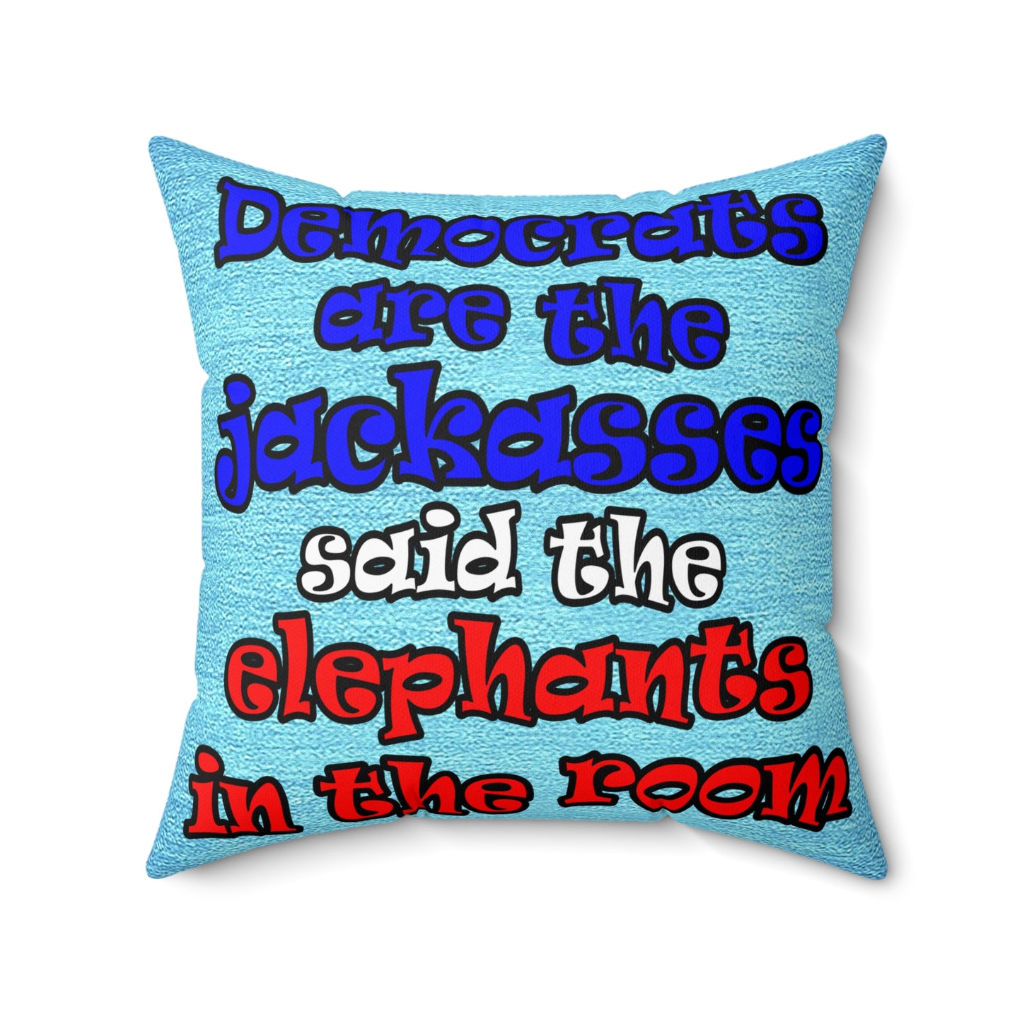 donkeys and elephants - Spun Polyester Square Pillow - (faded blue)