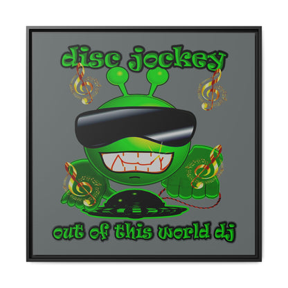 disc jockey - framed canvas art (dark grey)