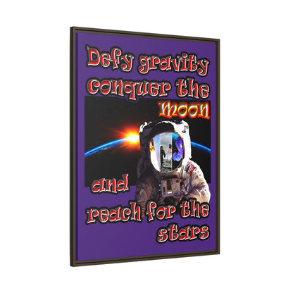 defy conquer reach - framed canvas art (purple)