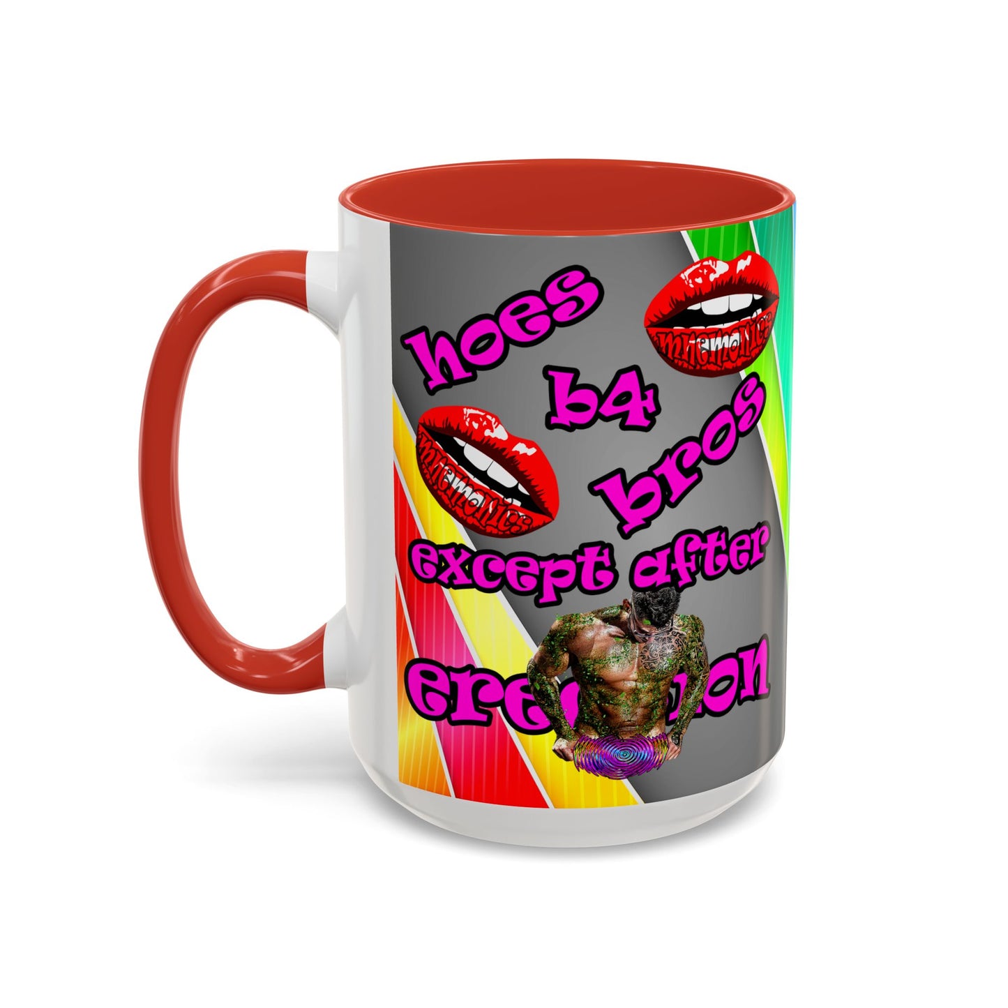 hoes b4 bros - Accent Mug (rainbow split)