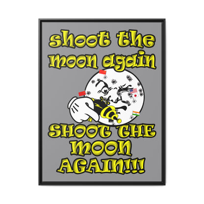 shoot the moon again - framed canvas art (grey)