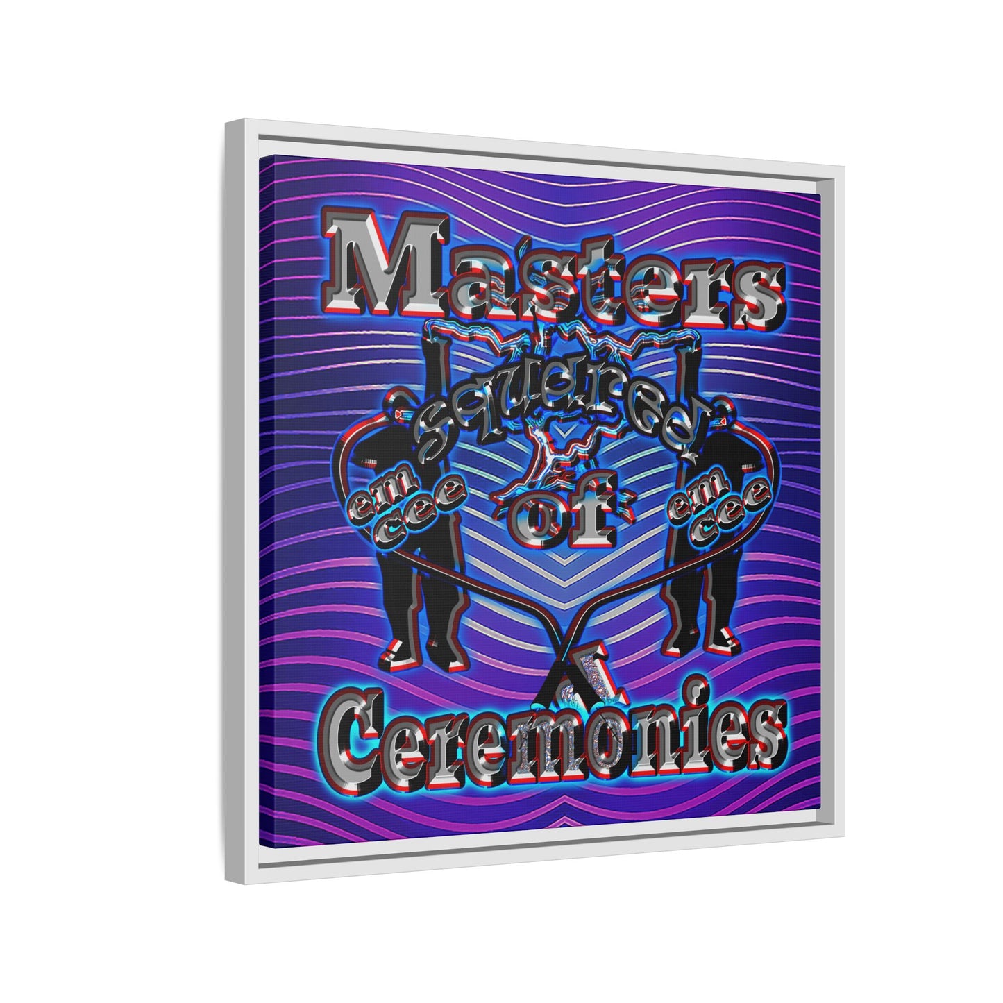 em cee squared - framed canvas art (purple wave)