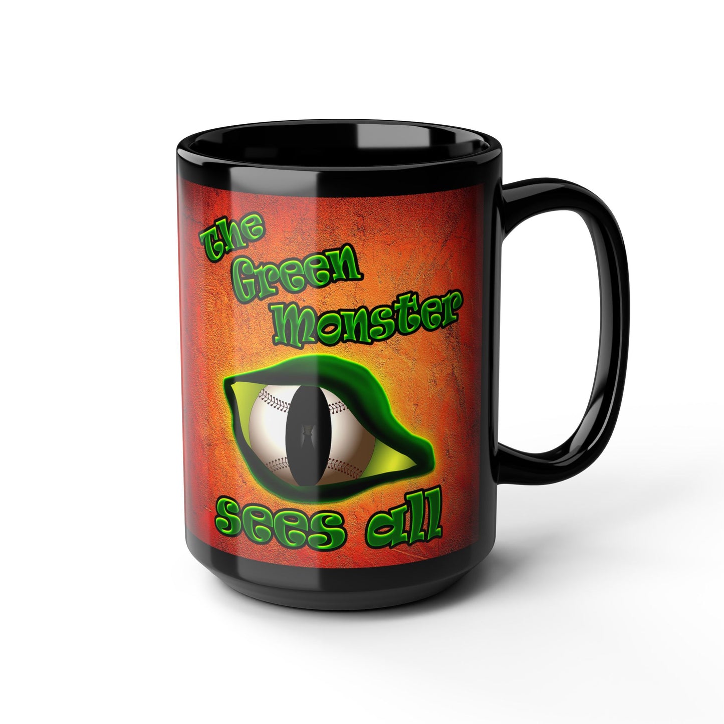 green monster - Black Mug (burnt orange)