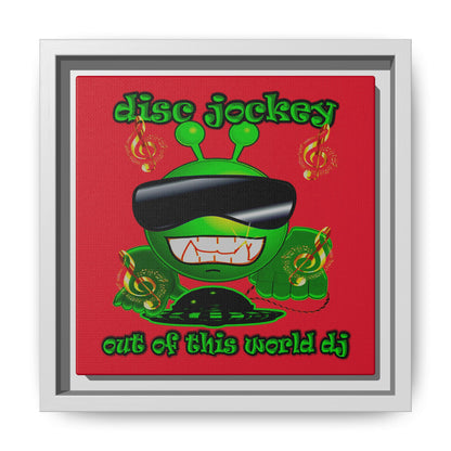 disc jockey - framed canvas art (dark red)