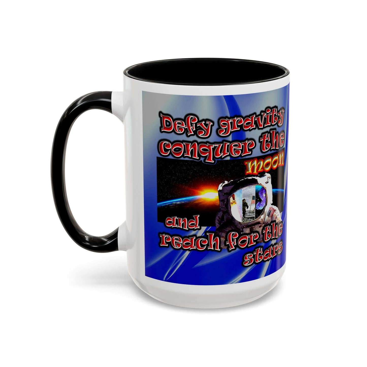defy conquer reach - Accent Mug (blue-white wave)