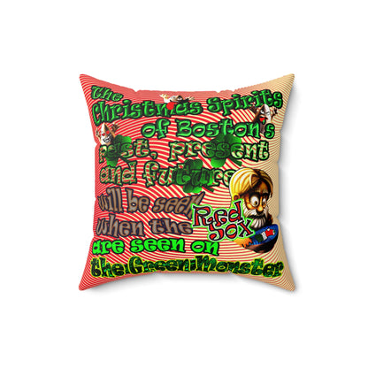 christmas spirits of boston - Faux Suede Square Pillow - (yellow-orange wave)