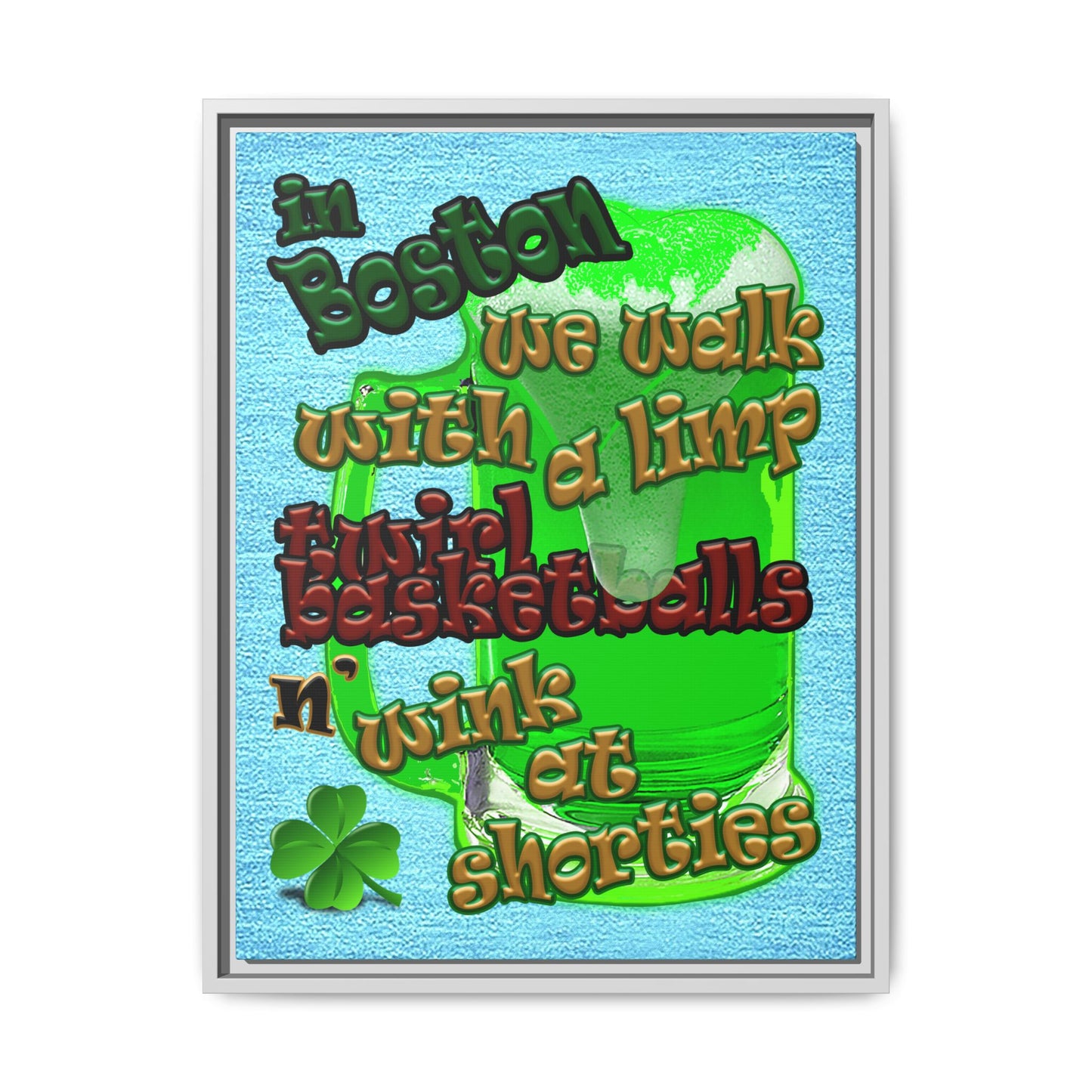 celtics logo - framed canvas art (faded blue)