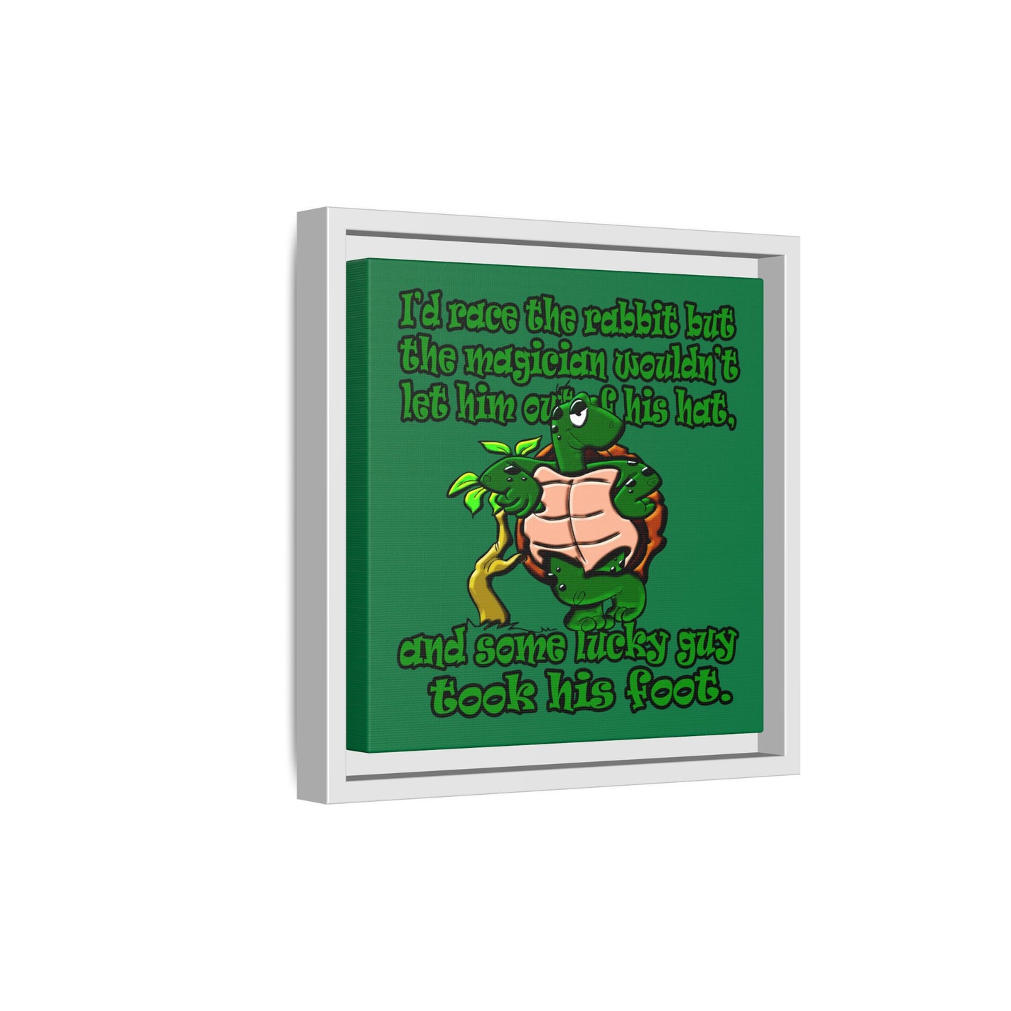 turtle race - framed canvas art (dark green)