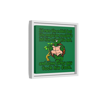 turtle race - framed canvas art (dark green)