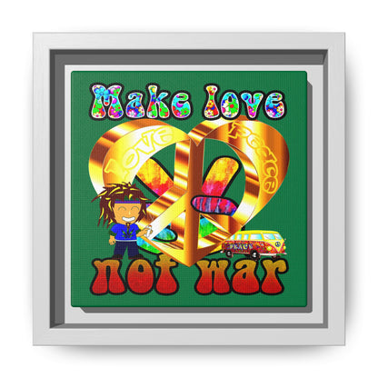 love peace - framed canvas art (dark green)