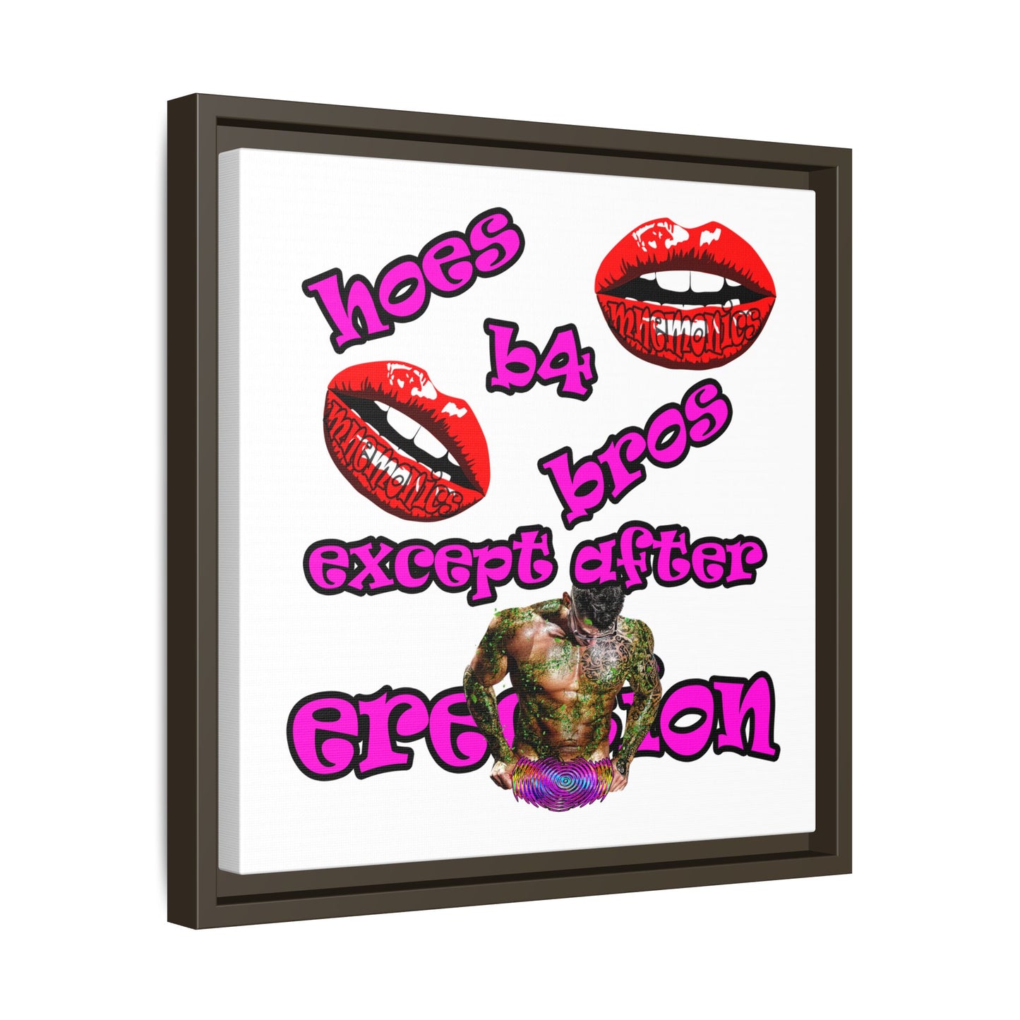 hoes b4 bros - framed canvas art (white)