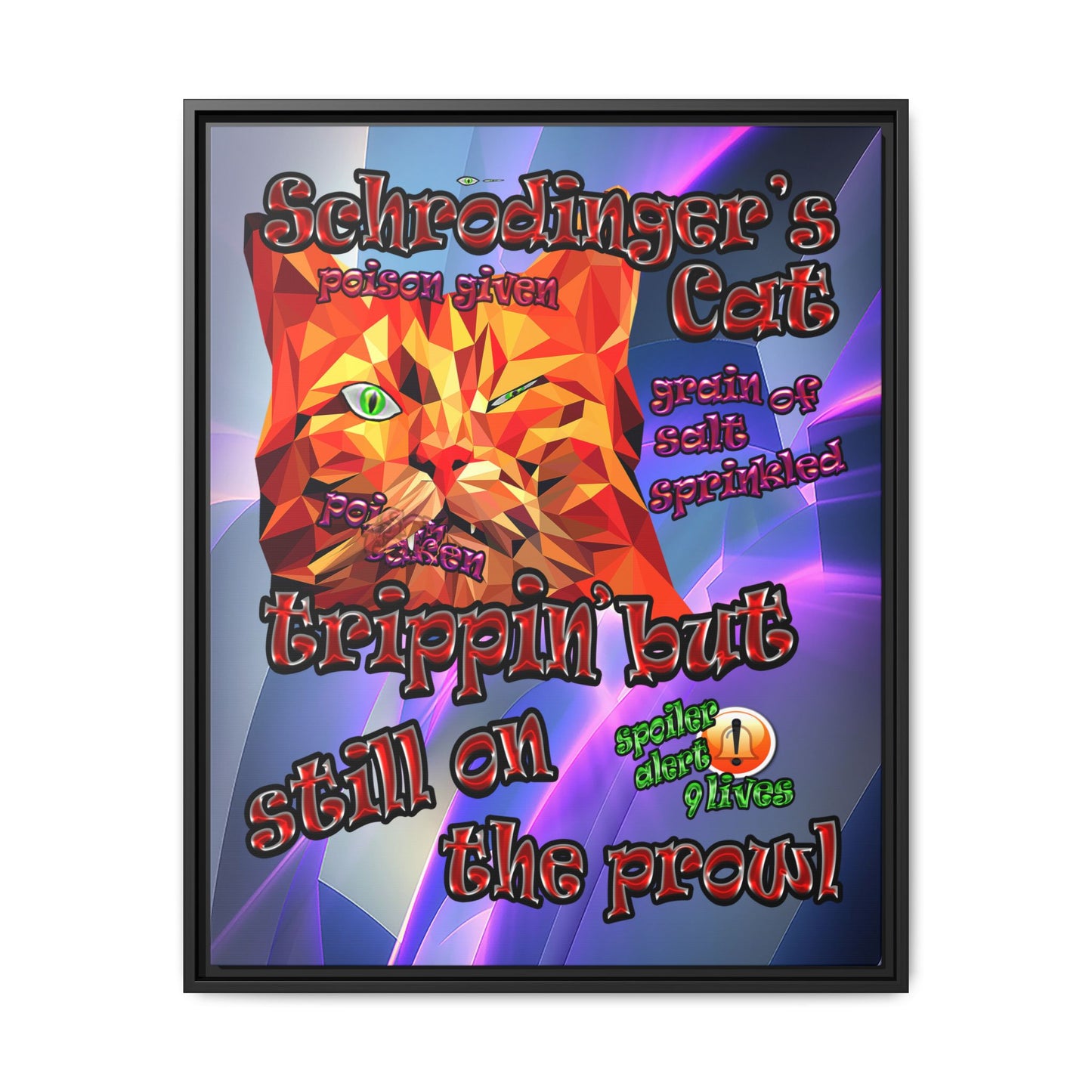 schrodinger's cat - framed canvas art (grey-pink wave)