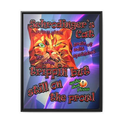 schrodinger's cat - framed canvas art (grey-pink wave)
