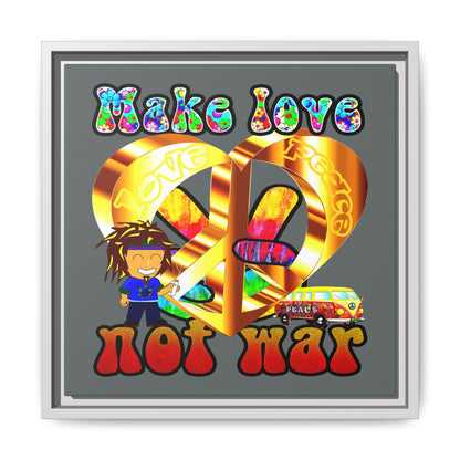 love peace - framed canvas art (dark grey)