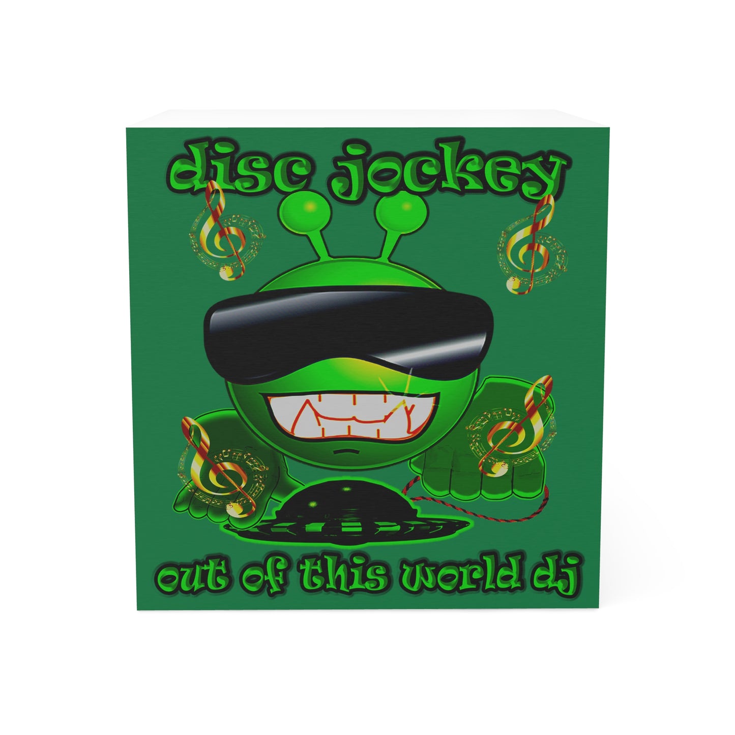 disc jockey - note cube (dark green)