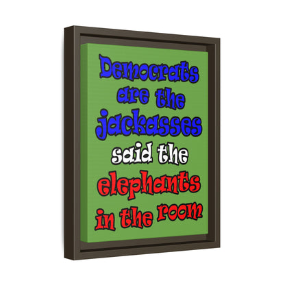 donkeys and elephants - framed canvas art (green)
