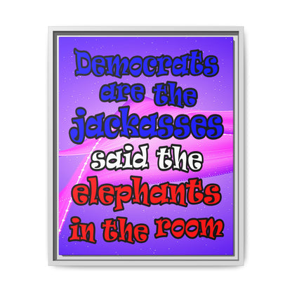 donkeys and elephants - framed canvas art (purple-pink wave)
