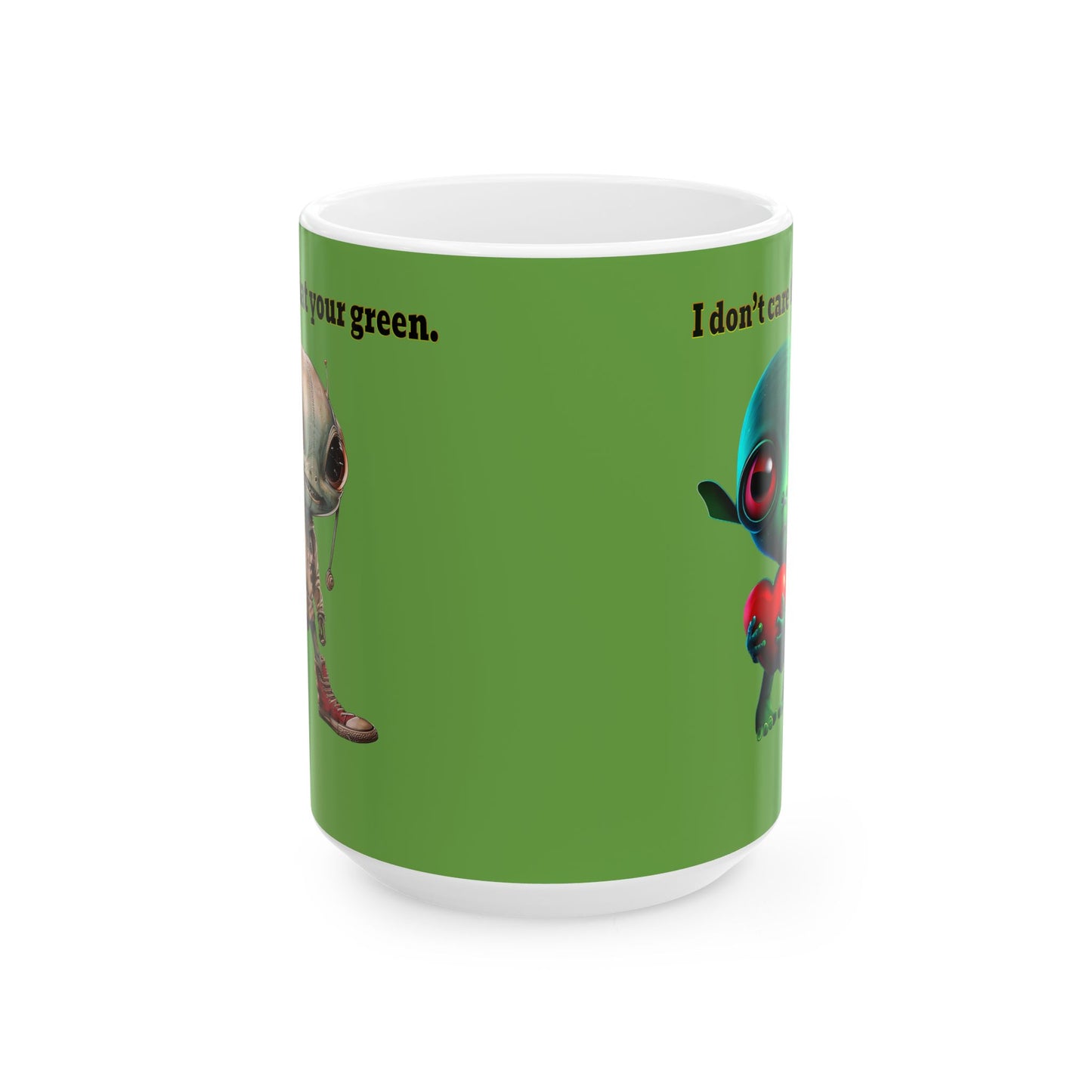 I don't care that your grey - White Mug (green)