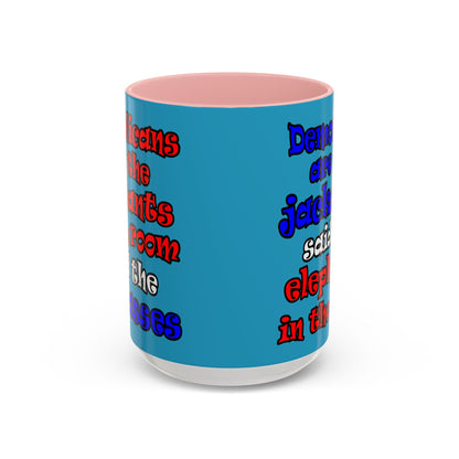 donkeys and elephants - Accent Mug (turquoise)