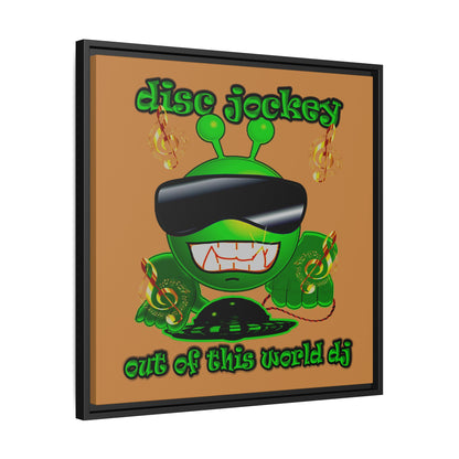 disc jockey - framed canvas art (light brown)