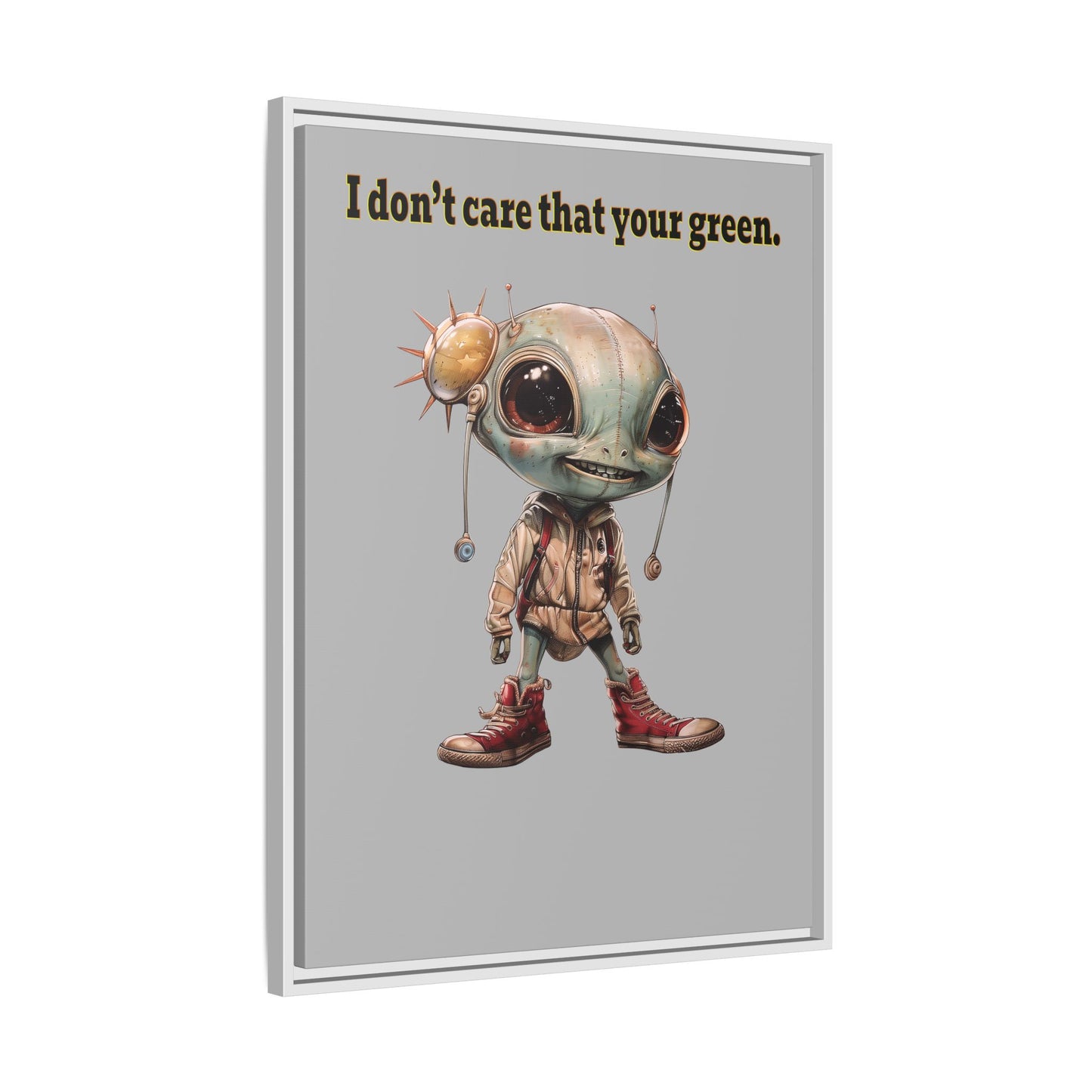 I don't care that your green - framed canvas art (light grey)