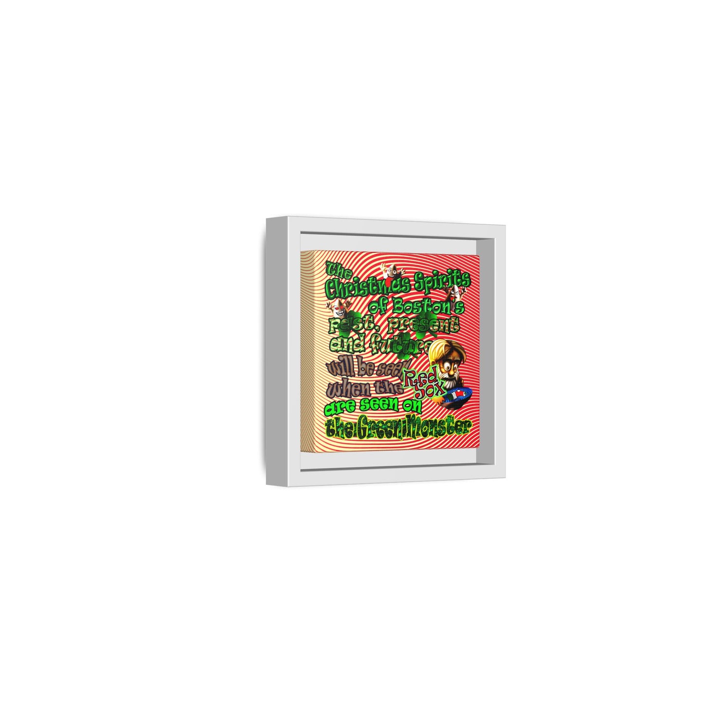 christmas spirits of boston - framed canvas art (yellow-orange wave)