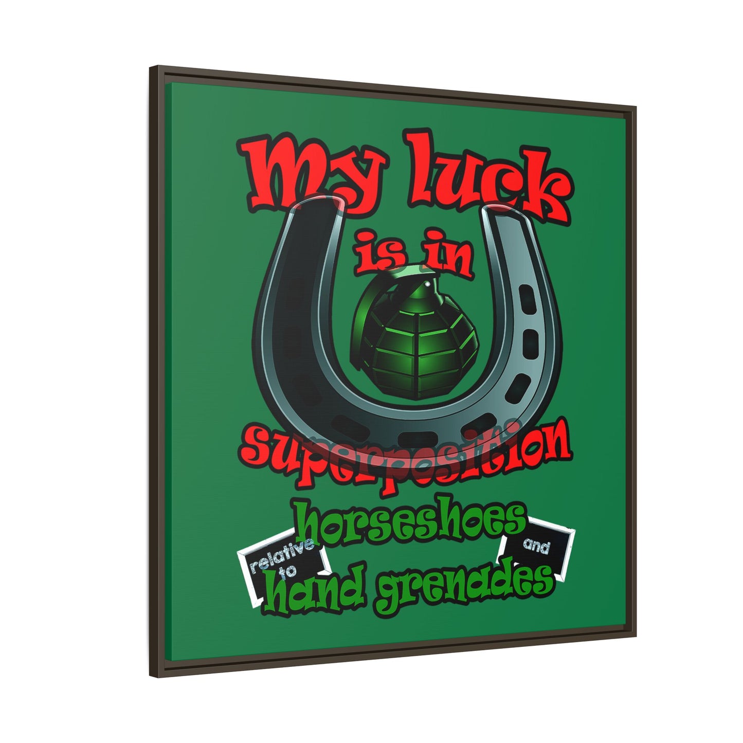 my luck - framed canvas art (dark green)