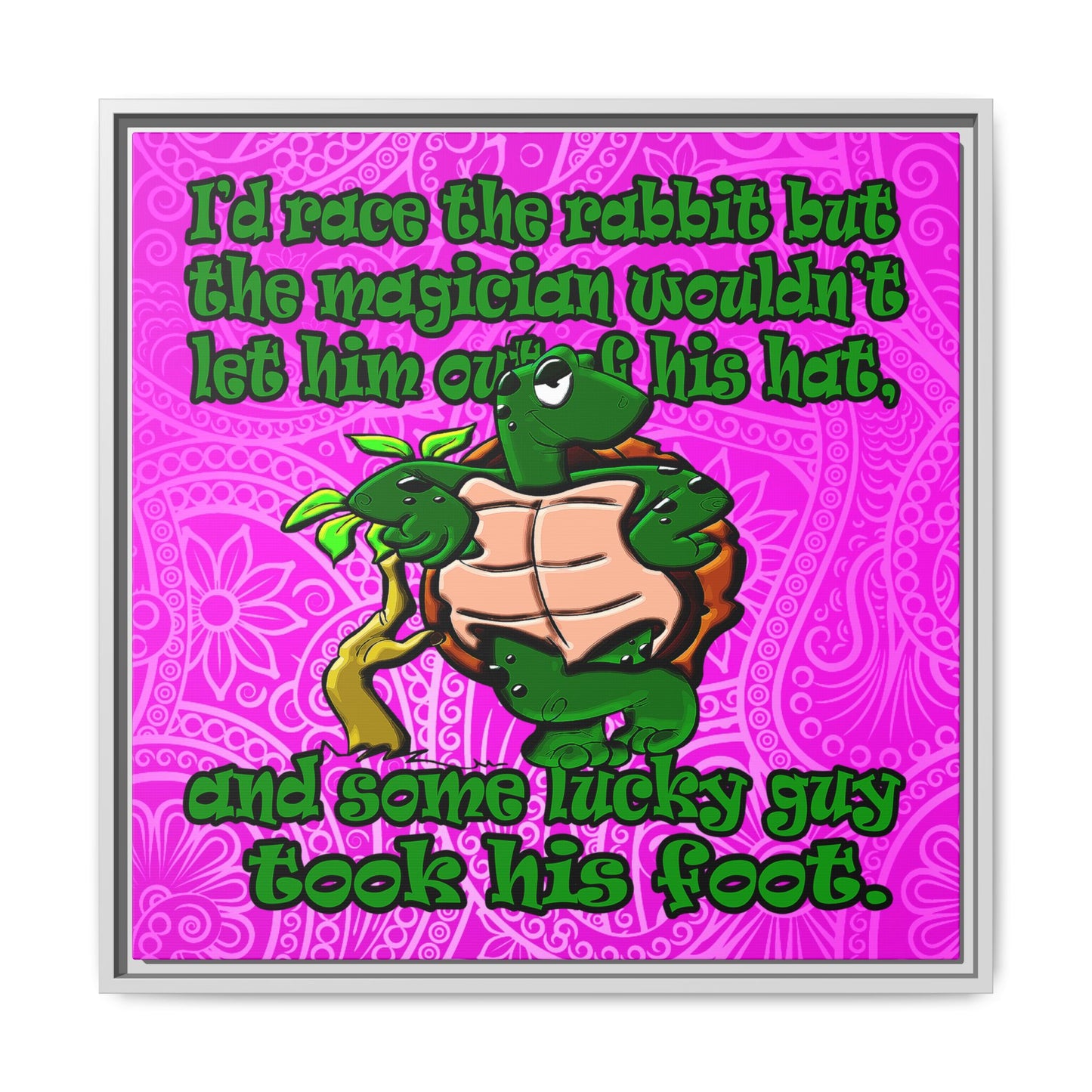 turtle race - framed canvas art (pink swirl)