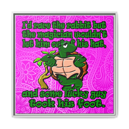 turtle race - framed canvas art (pink swirl)