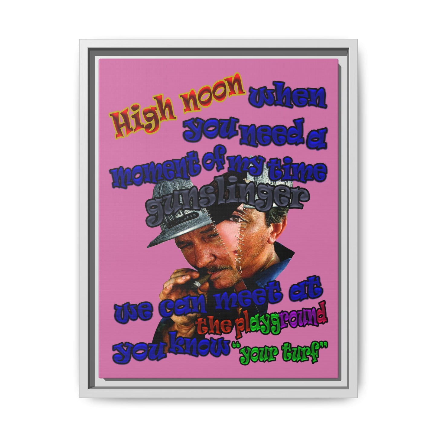 high noon - framed canvas art (light pink)