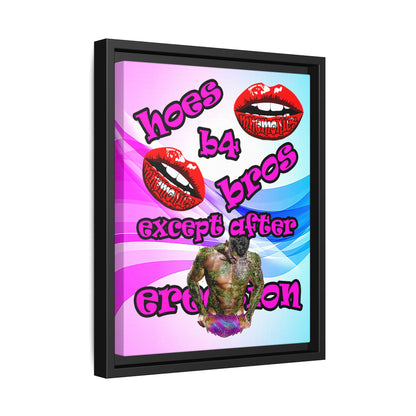 hoes b4 bros - framed canvas art (light blue-pink wave)
