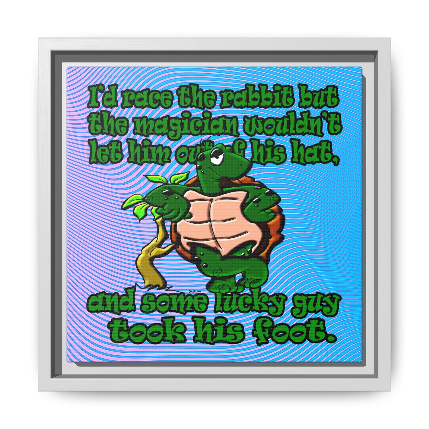 turtle race - framed canvas art (light blue-purple wave)
