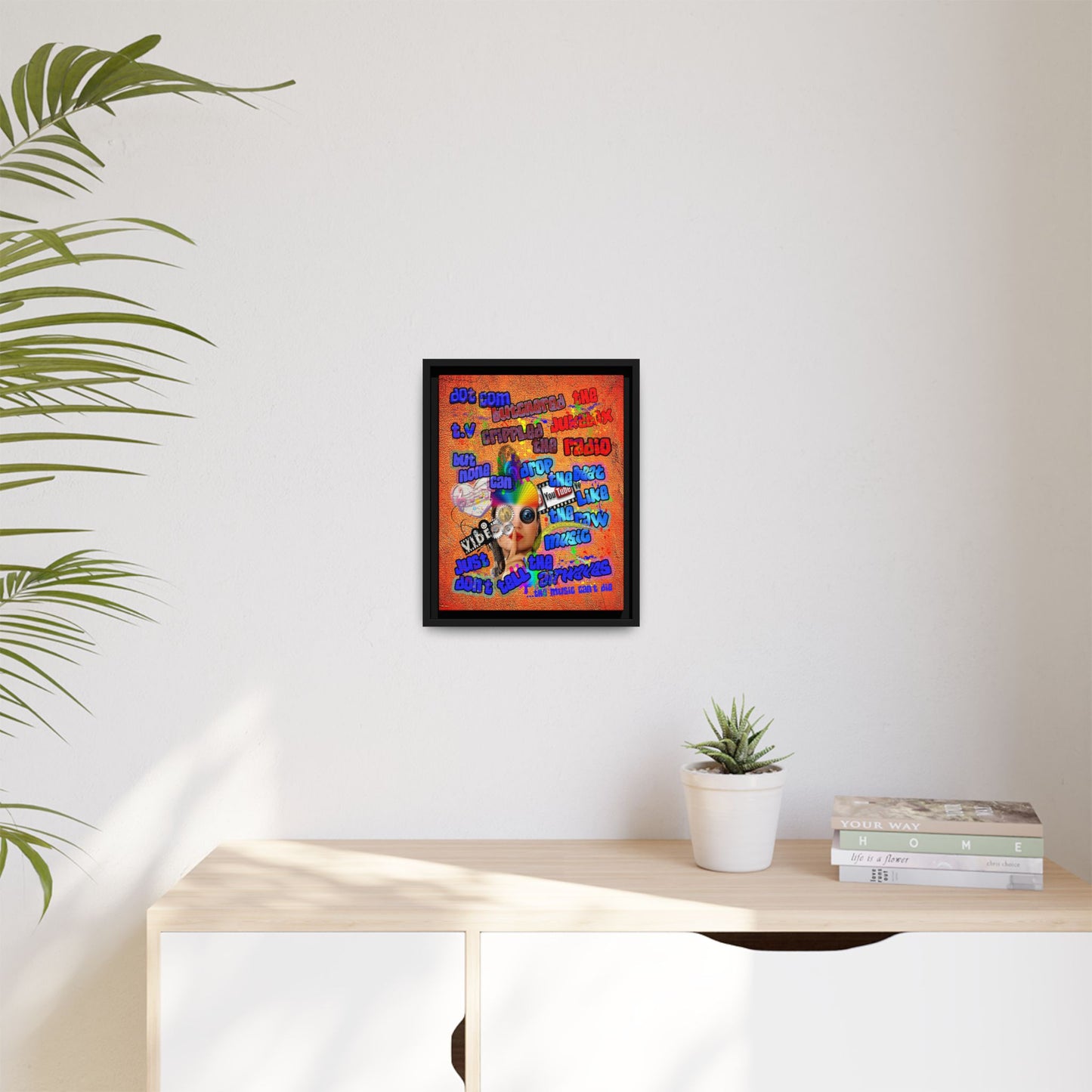 drop the beat - framed canvas art (burnt orange)