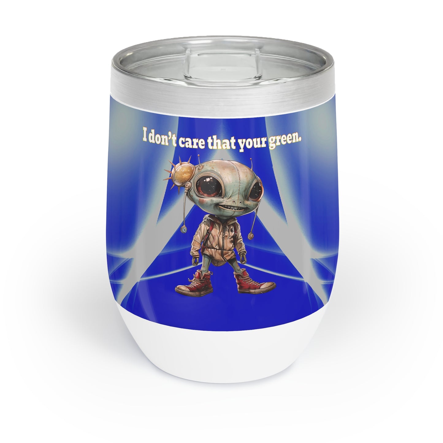 I don't care that your grey - Chill Wine Tumbler (blue-white wave)