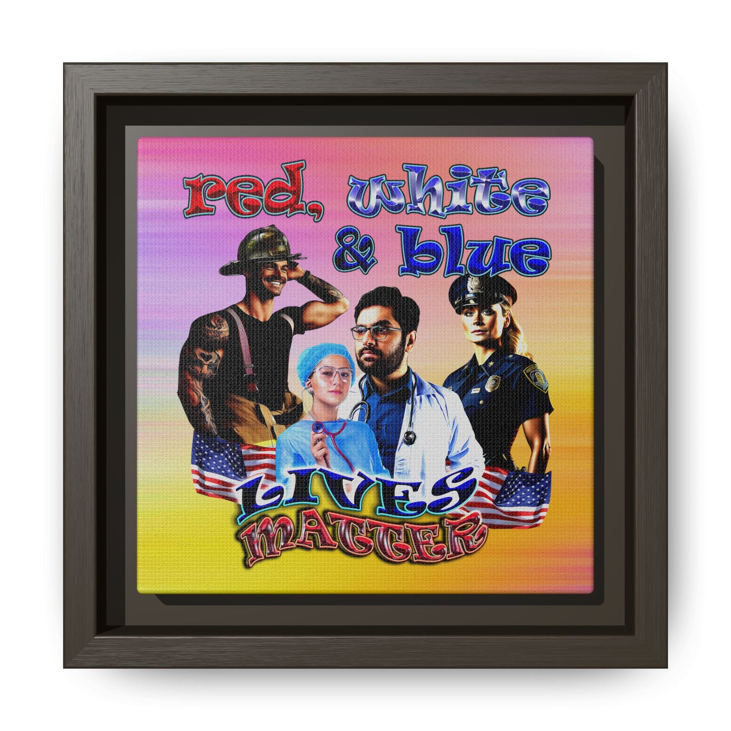 rw&b lives matter - framed canvas art (color blur)