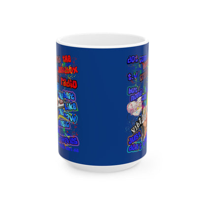 drop the beat - White Mug (dark blue)