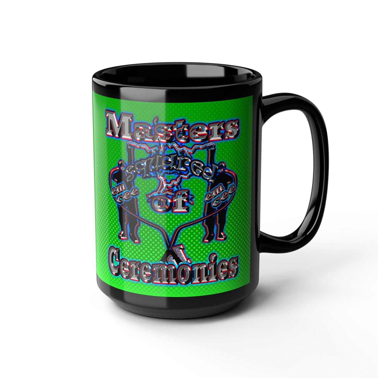 em cee squared - Black Mug (logo green)